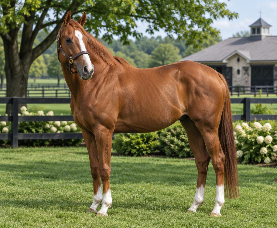 Chestnut horse in a paddock