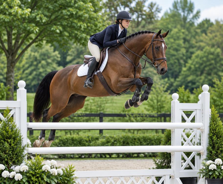 Rider and horse jumping an obstacle